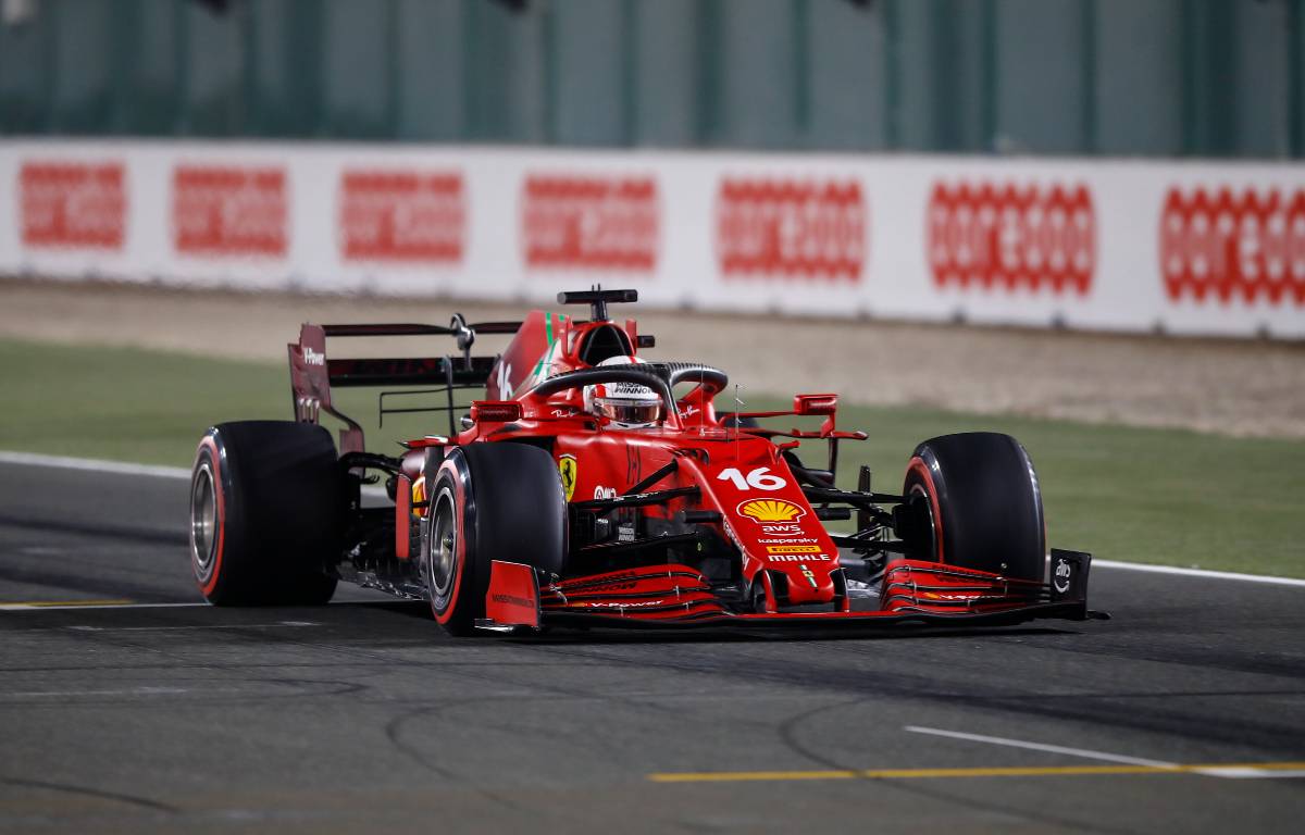 Charles Leclerc, Ferrari, with DRS open. Qatar, November 2021.