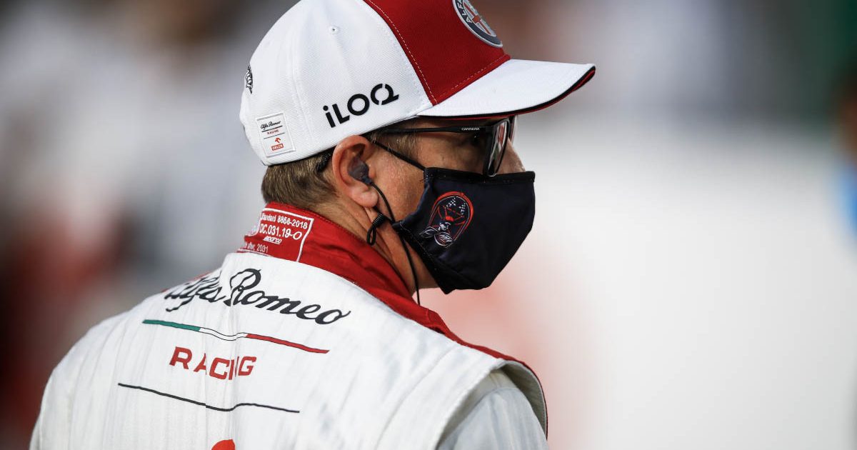 Kimi Raikkonen in the paddock wearing a mask. Qatar November 2021.