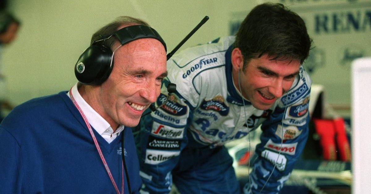 Sir Frank Williams and Damon Hill during German GP practice. Hockenheim July 1995.