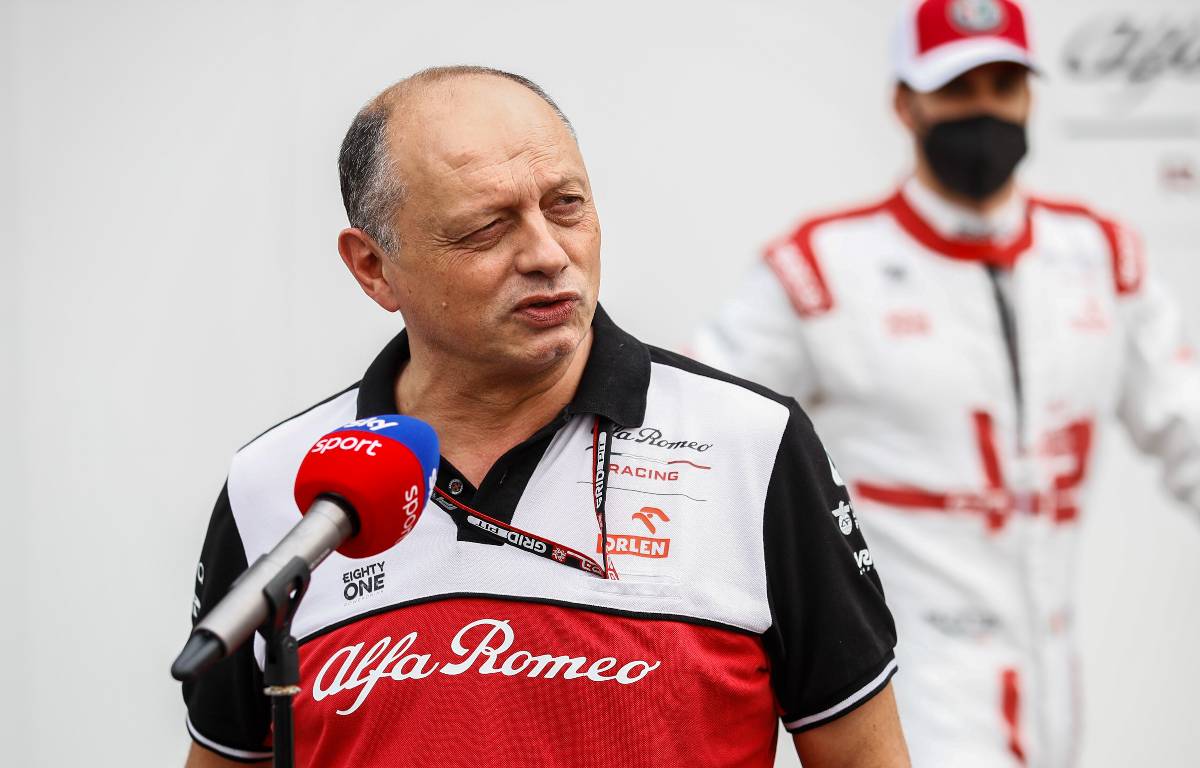 Fred Vasseur in front of a microphone. Qatar November 2021.