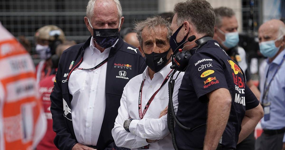 Alain Prost talks to Helmut Marko and Christian Horner. France, June 2021.
