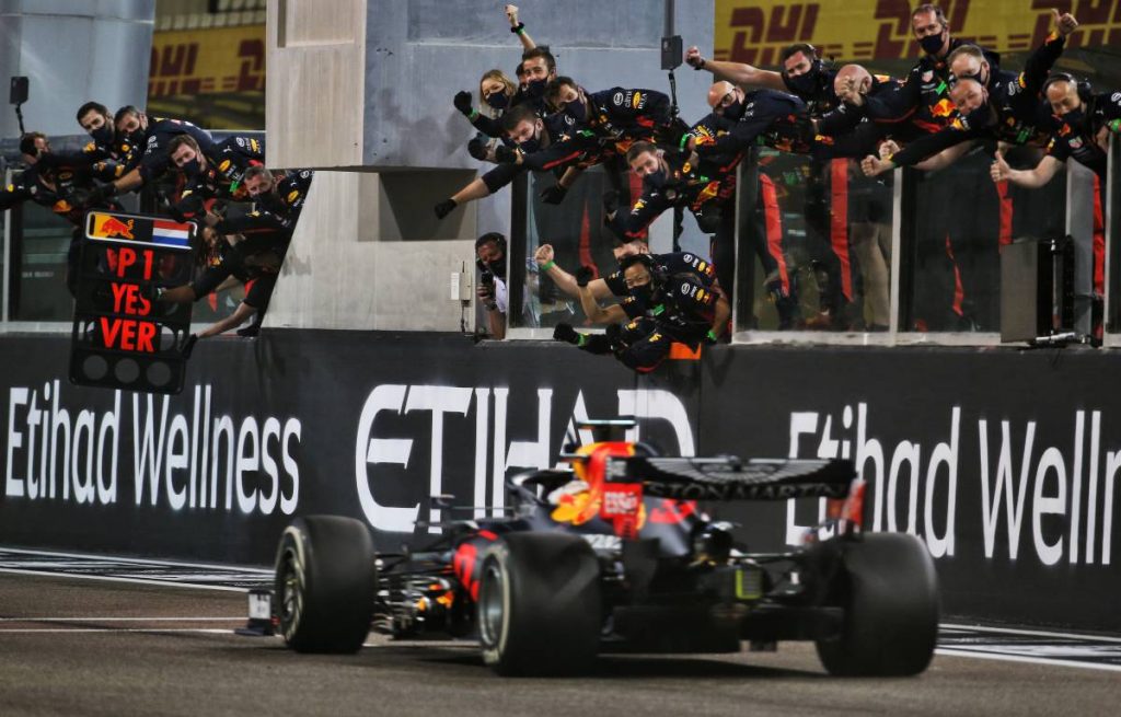 Max Verstappen wins the Abu Dhabi GP. Yas Marina December 2020.