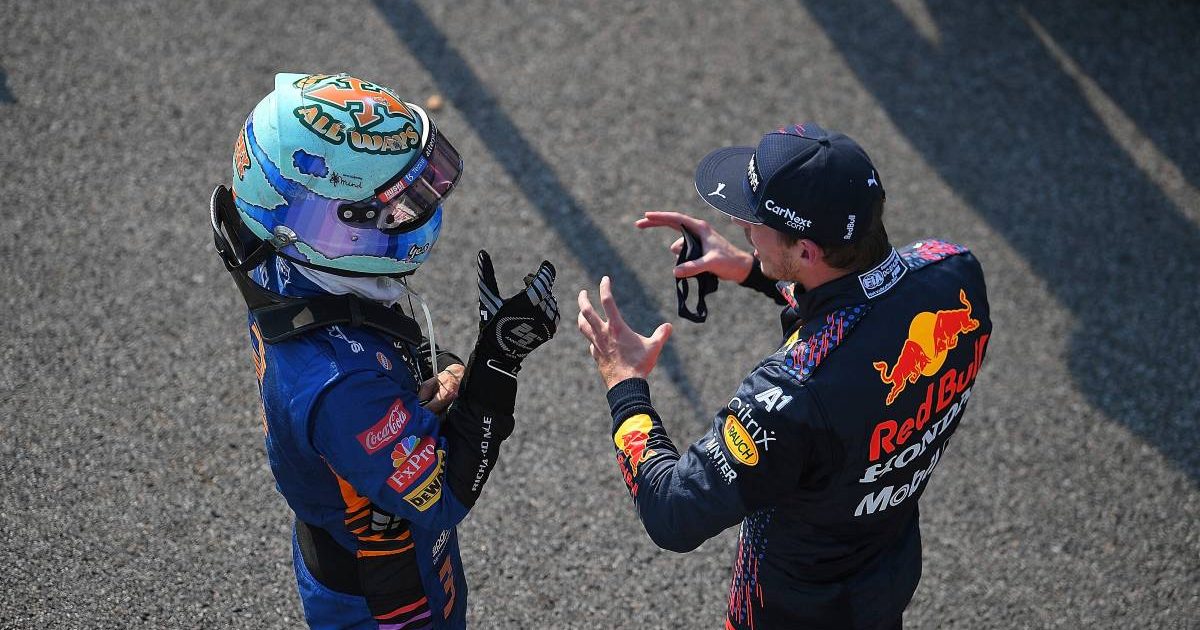 Daniel Ricciardo and Max Verstappen talking. Italy, September 2021.