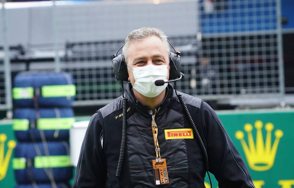 Mario Isola of Pirelli smiling under a mask. Turkey, October 2021.