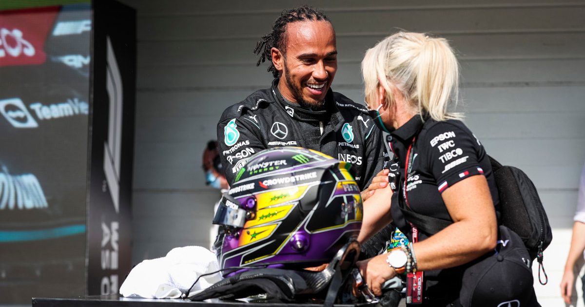Lewis Hamilton and his physio Angela Cullen. Brazil November 2021