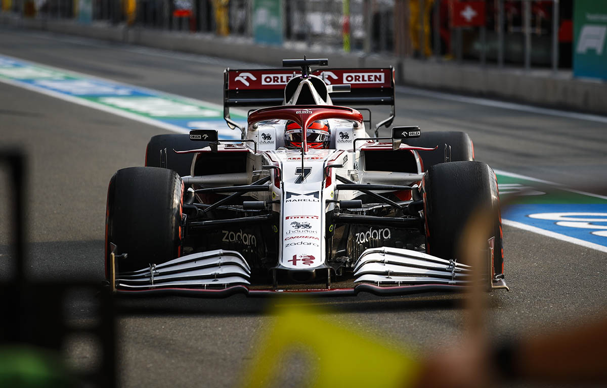 Kimi Raikkonen in the Qatar pit lane. Doha November 2021