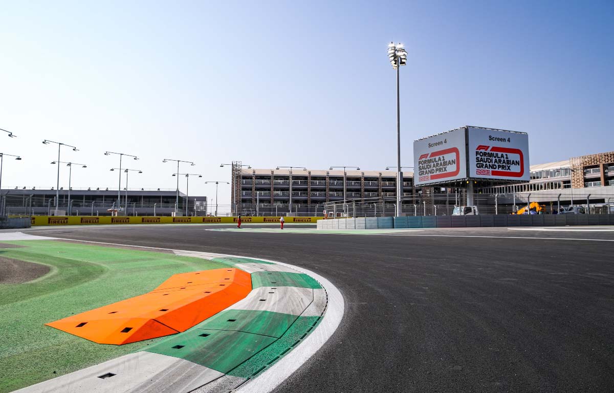 The chicane of Turns 1 and 2 at Jeddah. Saudi Arabia December 2021.