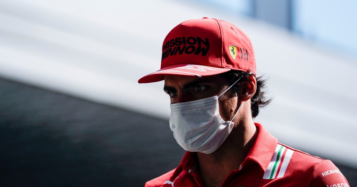 Carlos Sainz, Ferrari, focused in Saudi Arabia. December 2021.