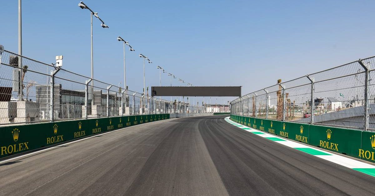 One of many high-speed sections of the Jeddah circuit. Saudi Arabia. December 2021.