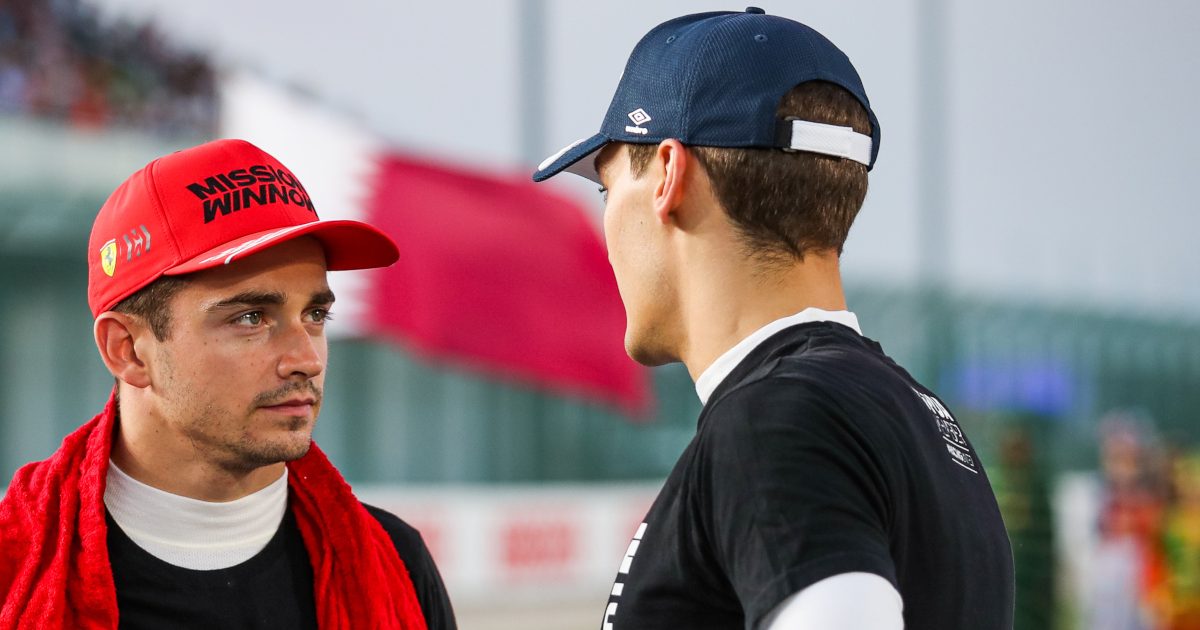 Charles Leclerc and George Russell speaking. Qatar November 2021