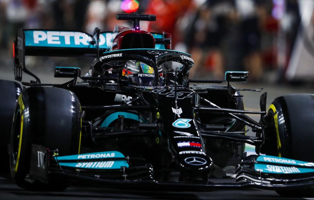 Lewis Hamilton in the pit lane. Saudi Arabia December 2021.