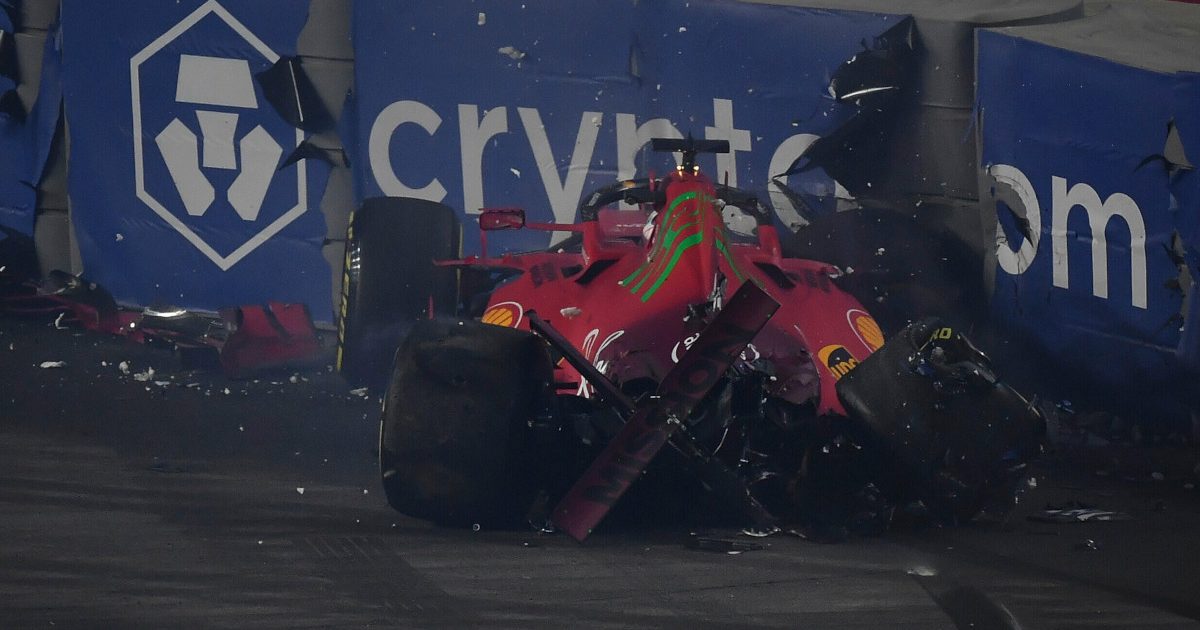Charles Leclerc and his wrecked Ferrari. Saudi Arabia December 2021