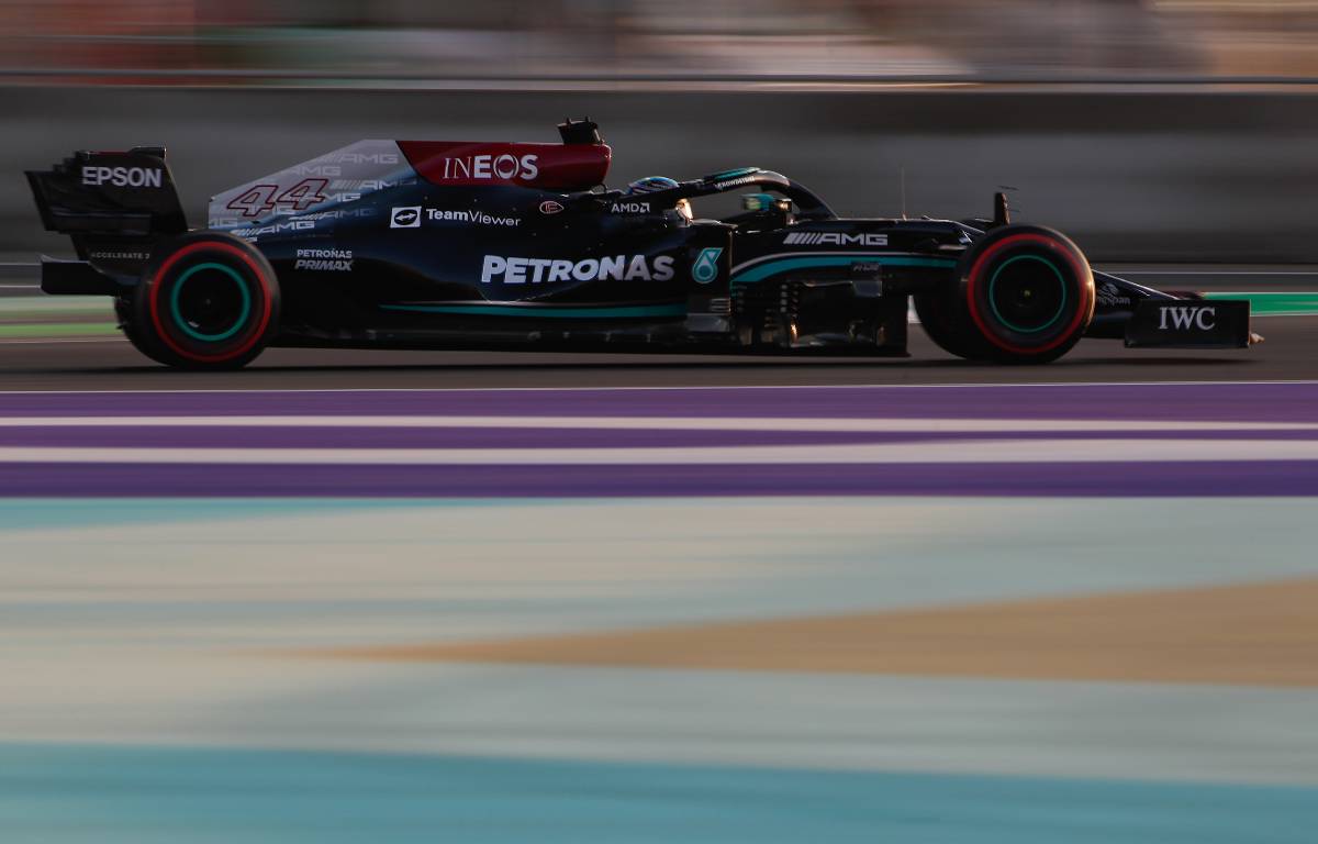 Lewis Hamilton's Mercedes during FP3 for the Saudi Arabian GP. Jeddah December 2021.