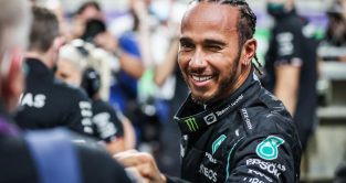 Lewis Hamilton smiles after qualifying. Saudi Arabia December 2021.