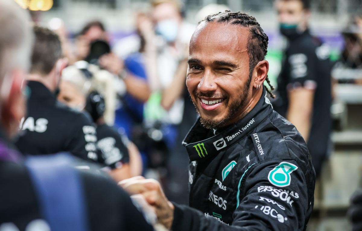 Lewis Hamilton smiles after qualifying. Saudi Arabia December 2021.