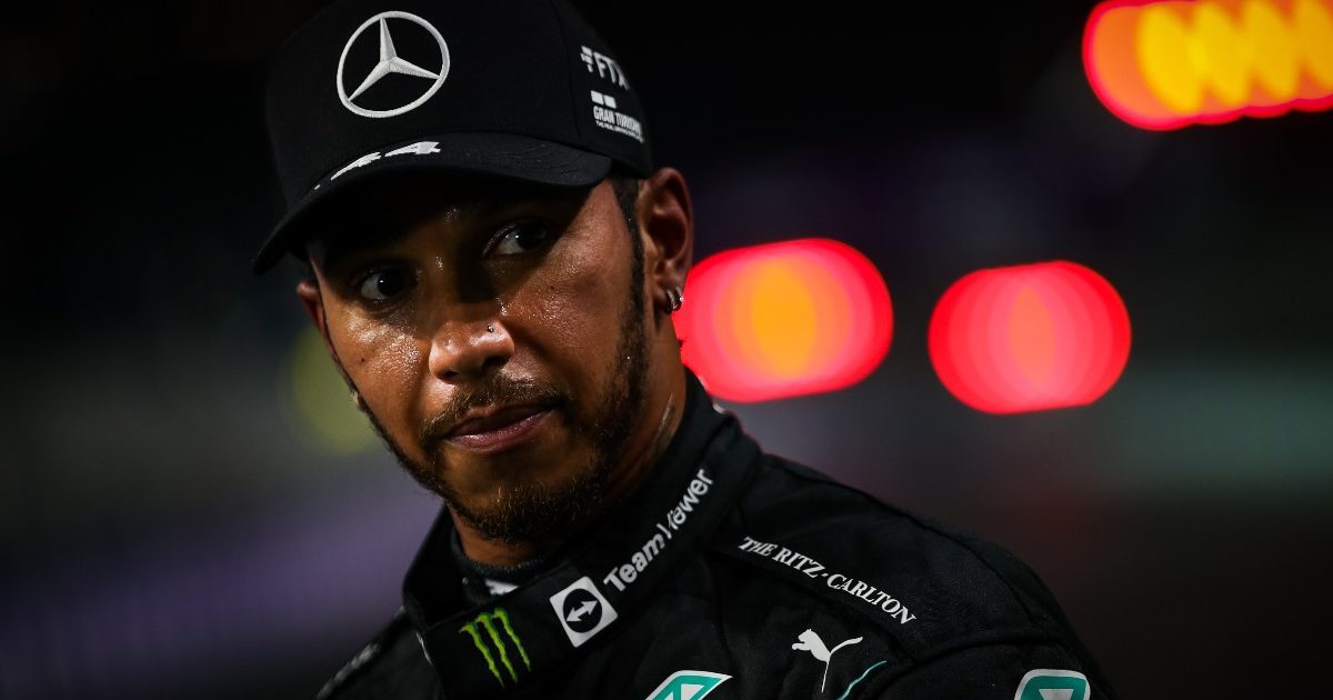 Lewis Hamilton looking serious. Saudi Arabia, December 2021.
