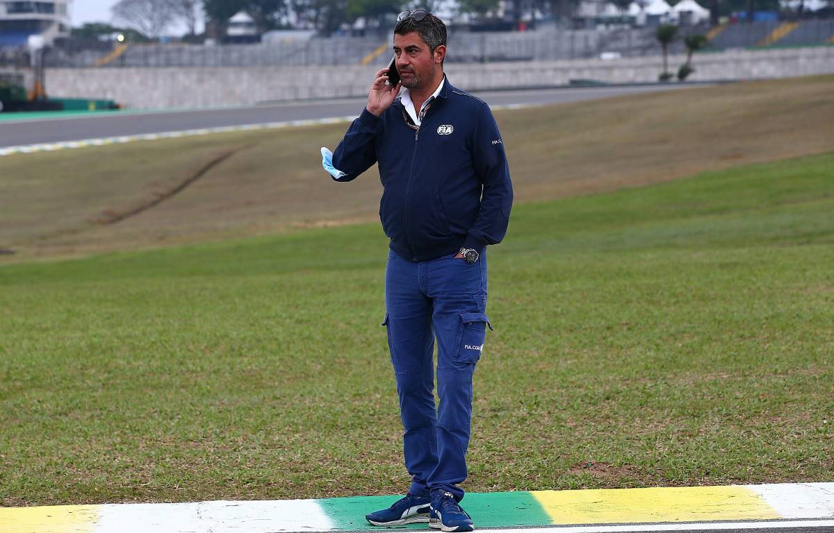 Michael Masi talking on phone at the Brazilian GP. Interlagos November 2021.