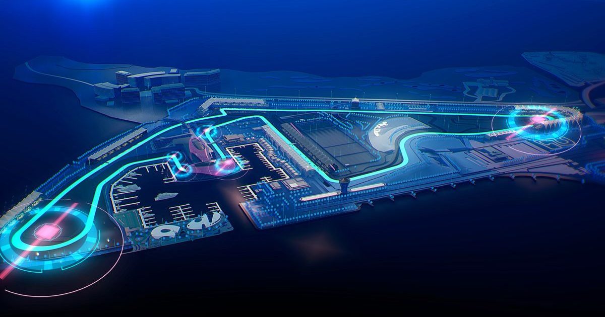 New Yas Marina Circuit full view. Abu Dhabi, December 2021.