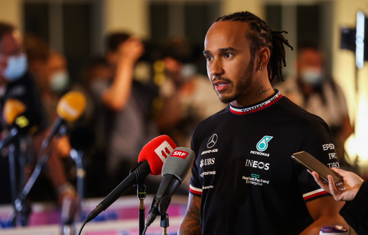 Lewis Hamilton gives an interview. Abu Dhabi December 2021
