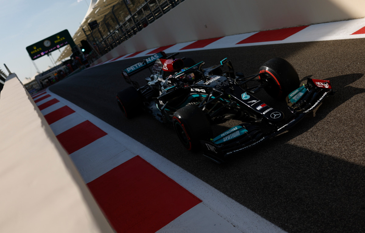 Lewis Hamilton leaving the pits. Abu Dhabi December 2021