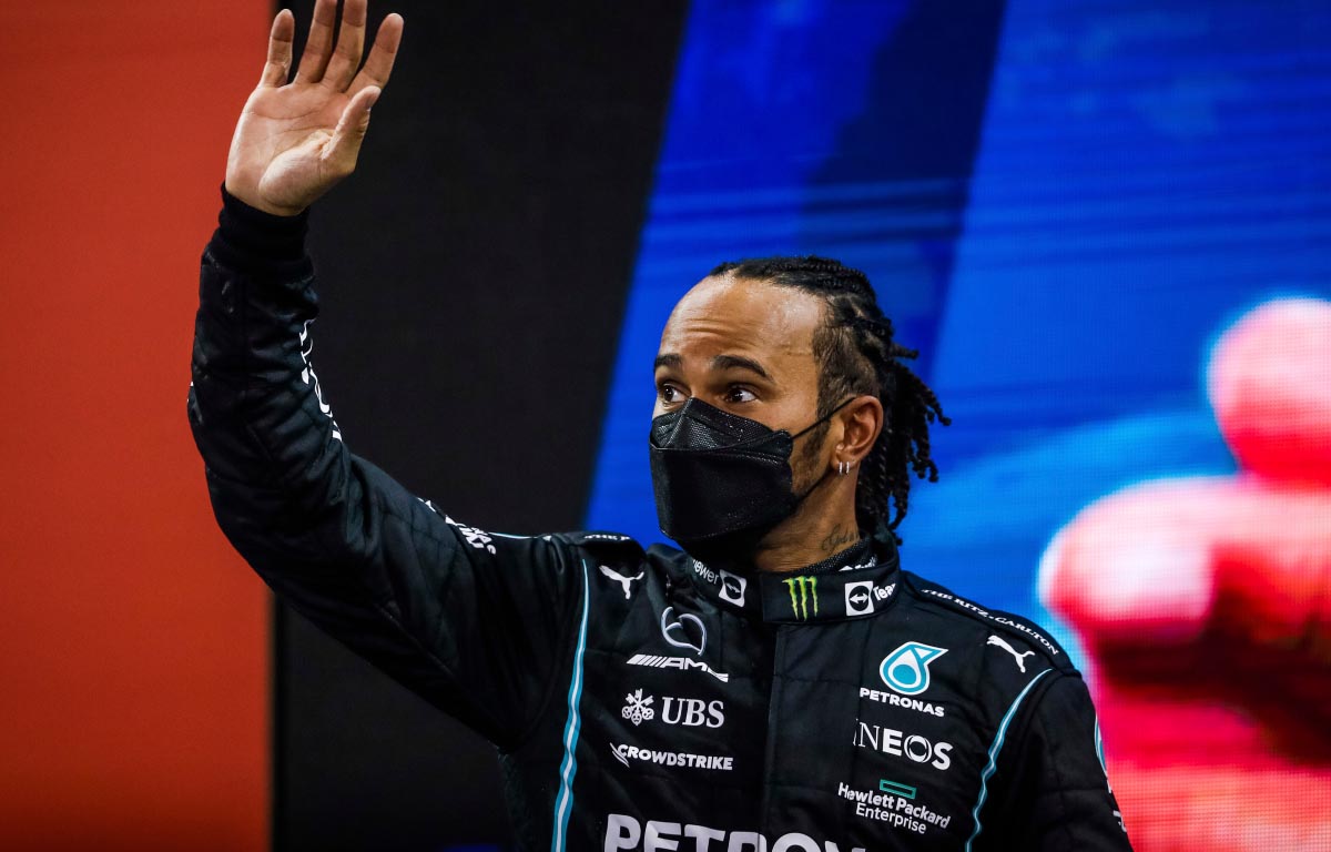 Lewis Hamilton on the podium. Abu Dhabi December 2021.