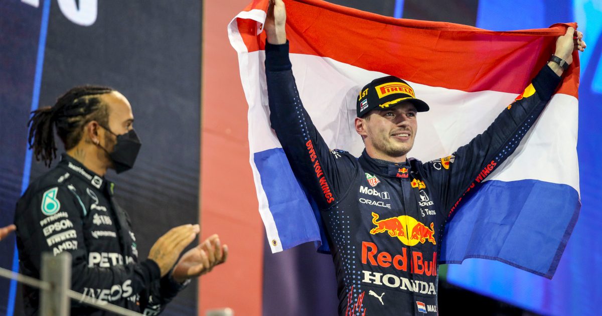 Lewis Hamilton applauds Max Verstappen. Abu Dhabi December 2021