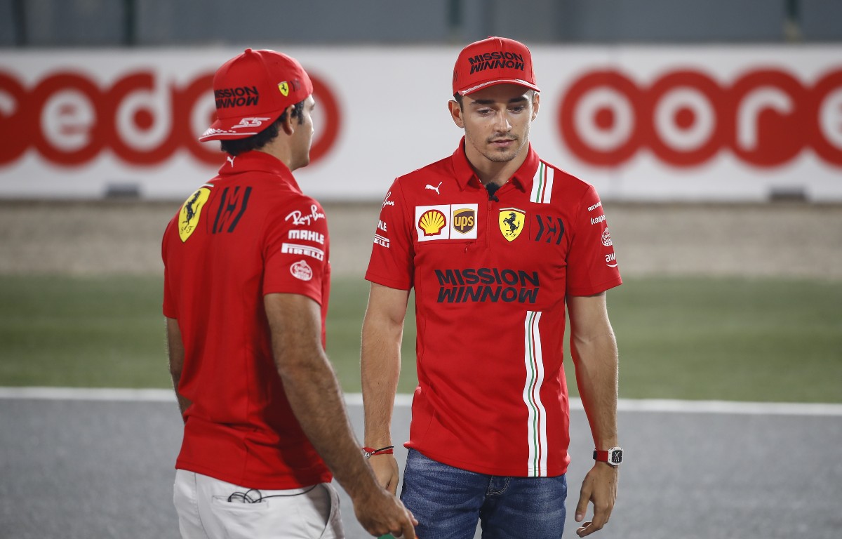 Carlos Sainz and Charles Leclerc, Ferrari, talking. Qatar, November 2021.