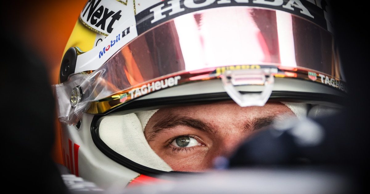 Max Verstappen close up through the Halo. Abu Dhabi, December 2021.