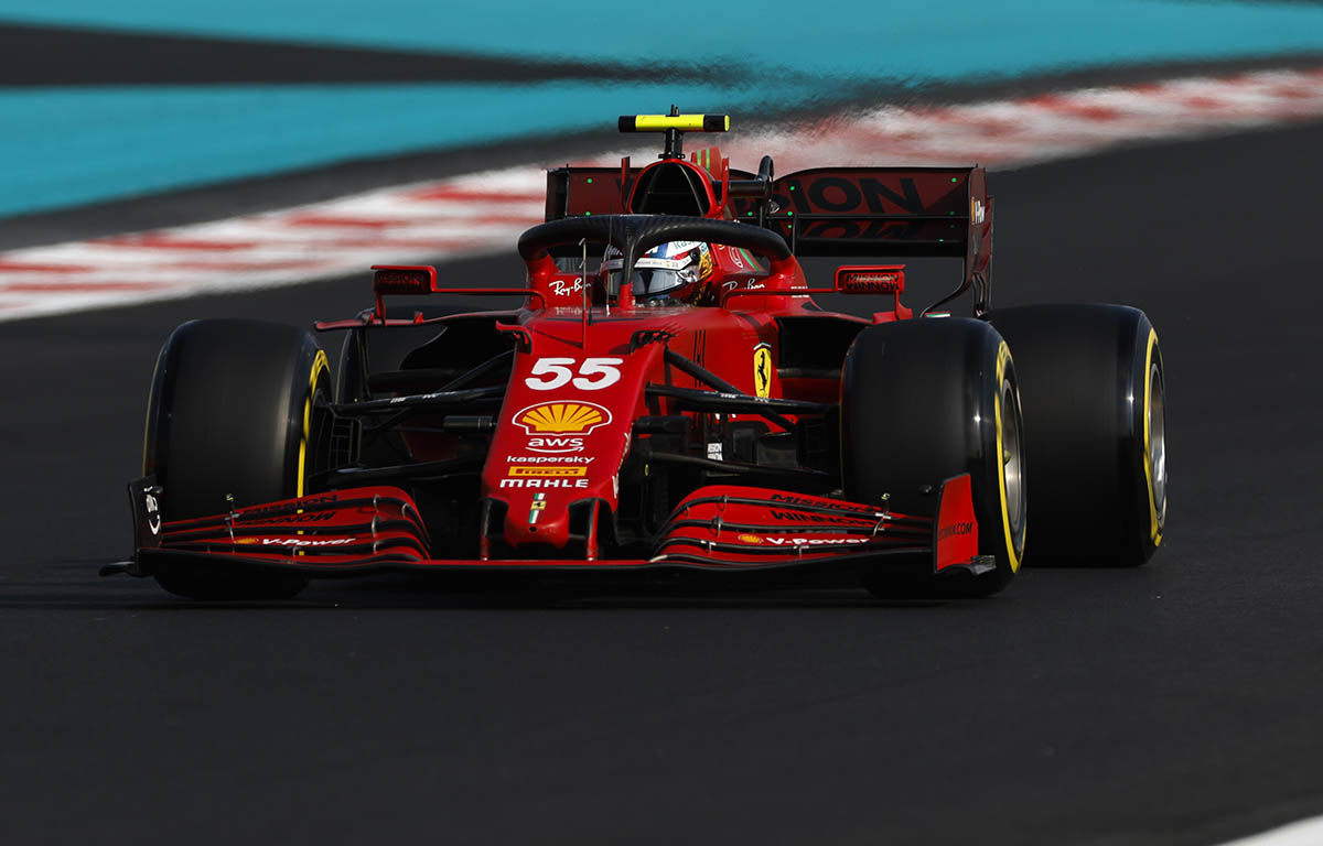Carlos Sainz in action for Ferrari in Abu Dhabi. 2021 December