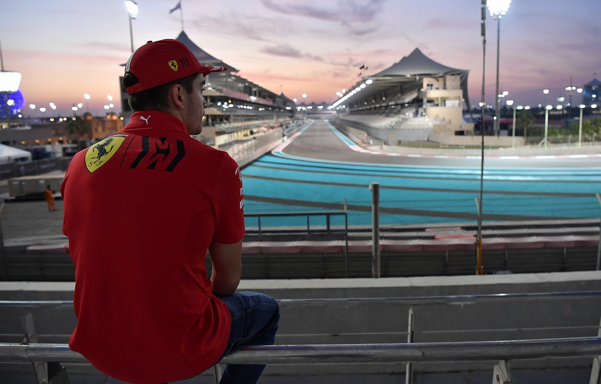 Charles Leclerc looks at the Yas Marina Circuit. Abu Dhabi, December 2021.