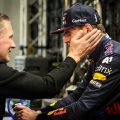 Jos and Max Verstappen embrace. Abu Dhabi December 2021.