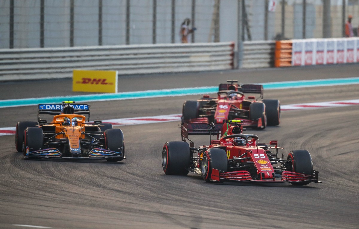 Ferrari and McLaren battle in Abu Dhabi. December 2021.