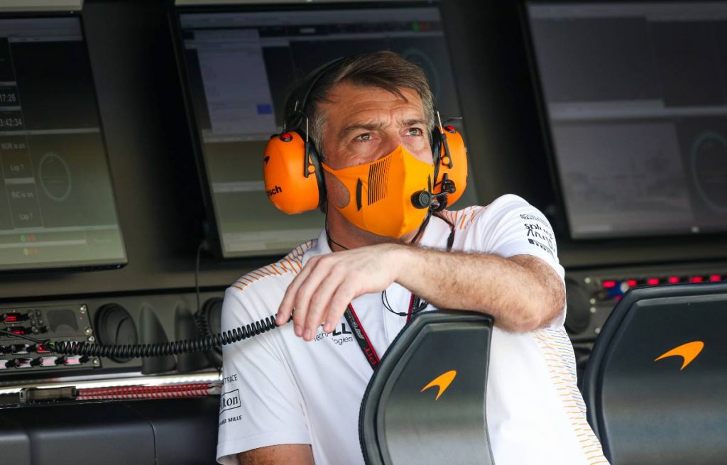 McLaren's James Key on the pit wall at the Qatar GP. Lusail November 2021.