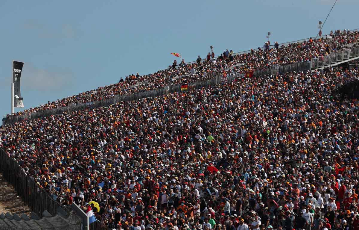 A packed crowd of Formula 1 fans. Austin October 2021.