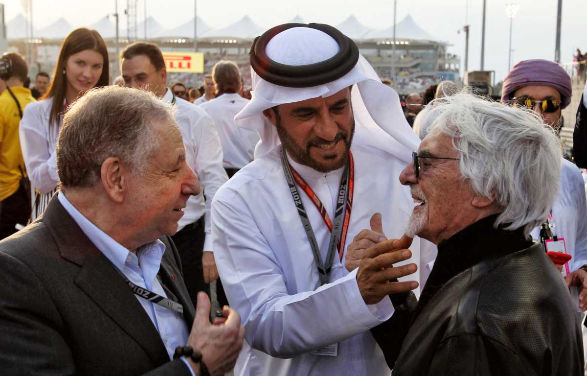 Jean Todt, Mohammed Ben Sulayem and Bernie Ecclestone at Abu Dhabi. November 2018.