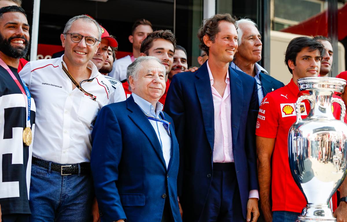 Jean Todt with Ferrari personnel at the Italian GP. Monza September 2021.