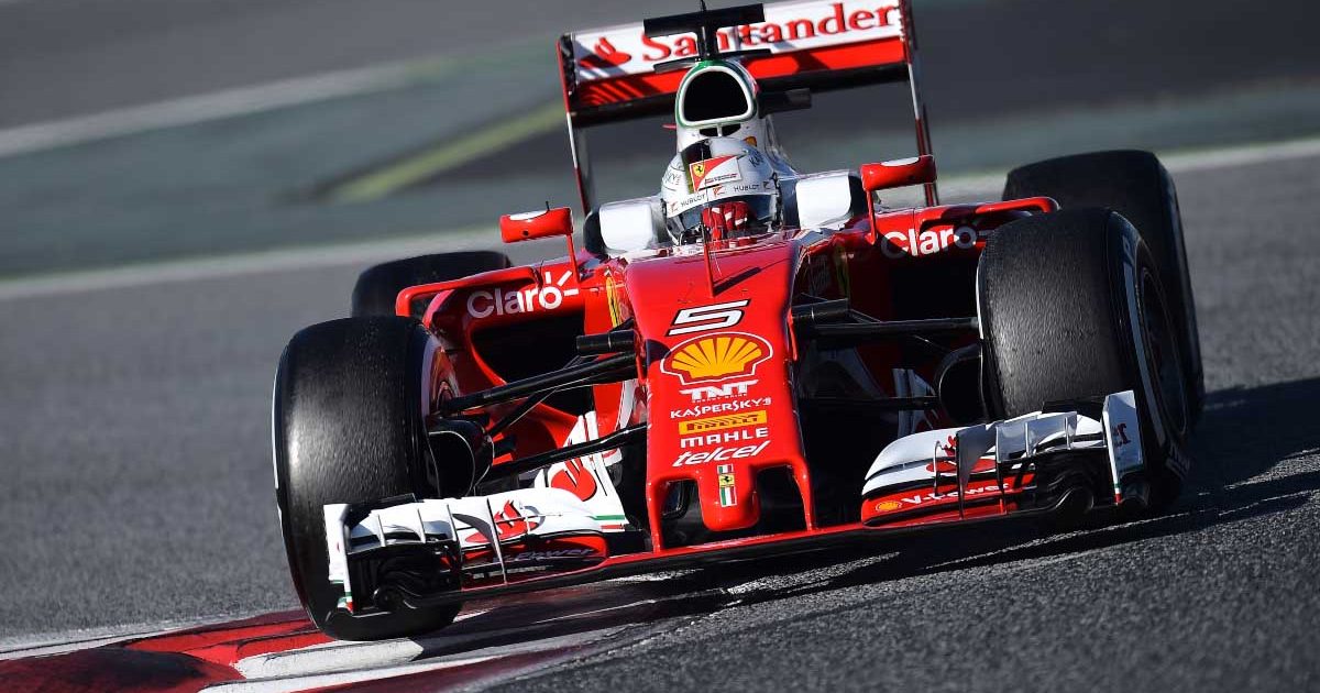 Ferrari driver Sebastian Vettel in pre-season testing. Barcelona March 2016.