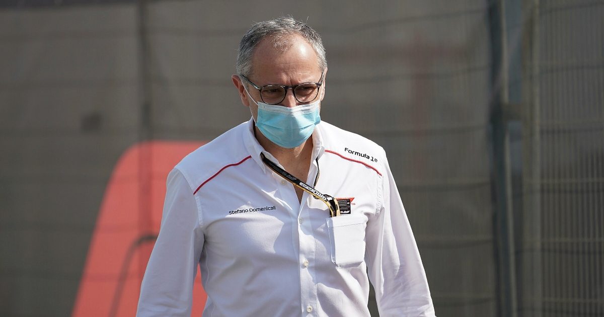 Stefano Domenicali walking with a mask on. Qatar November 2021