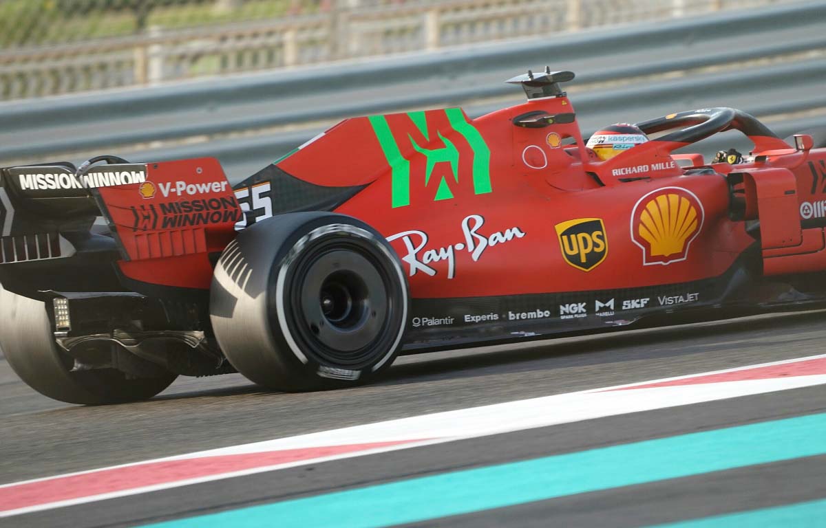 Carlos Sainz in his Ferrari in post-season testing. Abu Dhabi December 2021.