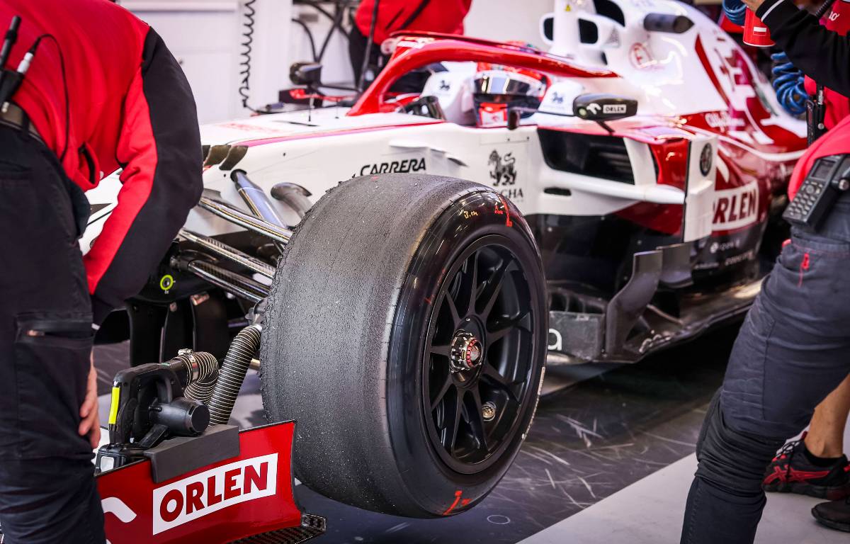 18-inch tyres on the Alfa Romeo F1 car. Spain, May 2021.