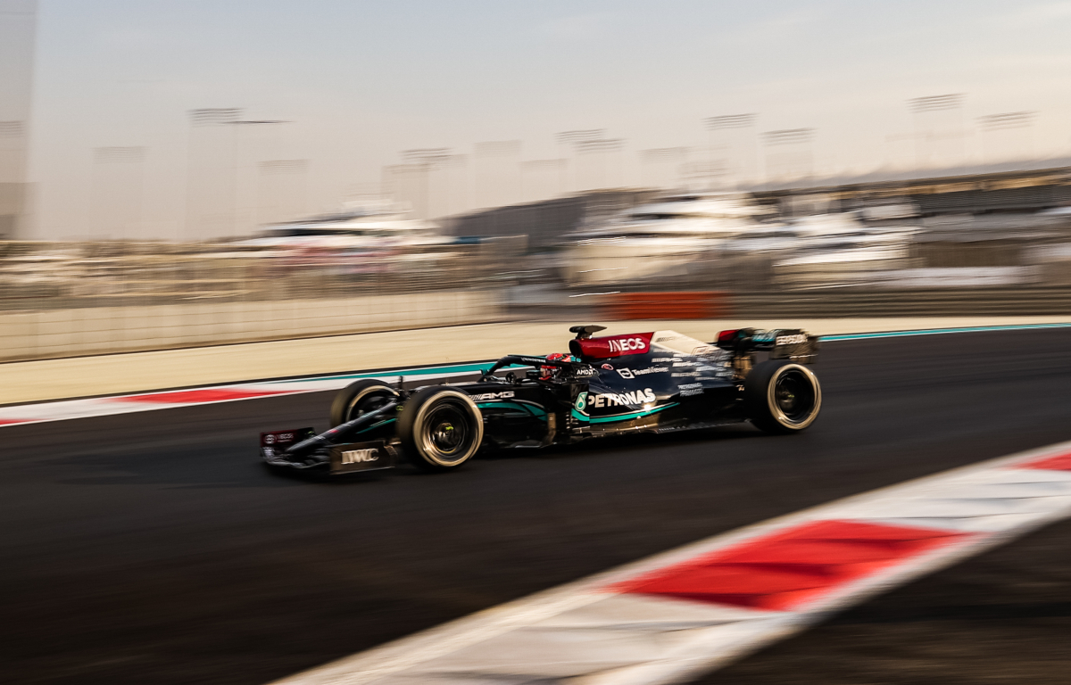 George Russell tests for Mercedes with 18-inch tyres. Abu Dhabi December 2021.