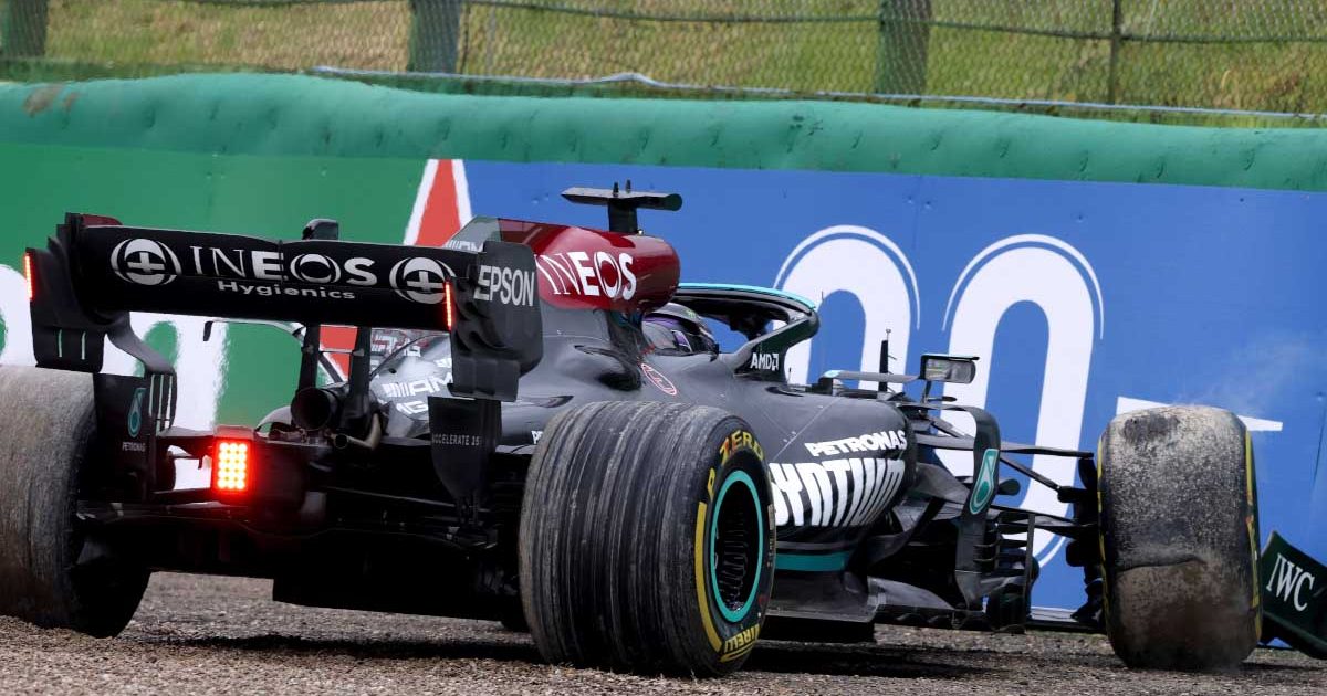 Lewis Hamilton in the gravel at Imola. Emilia Romagna April 2021.
