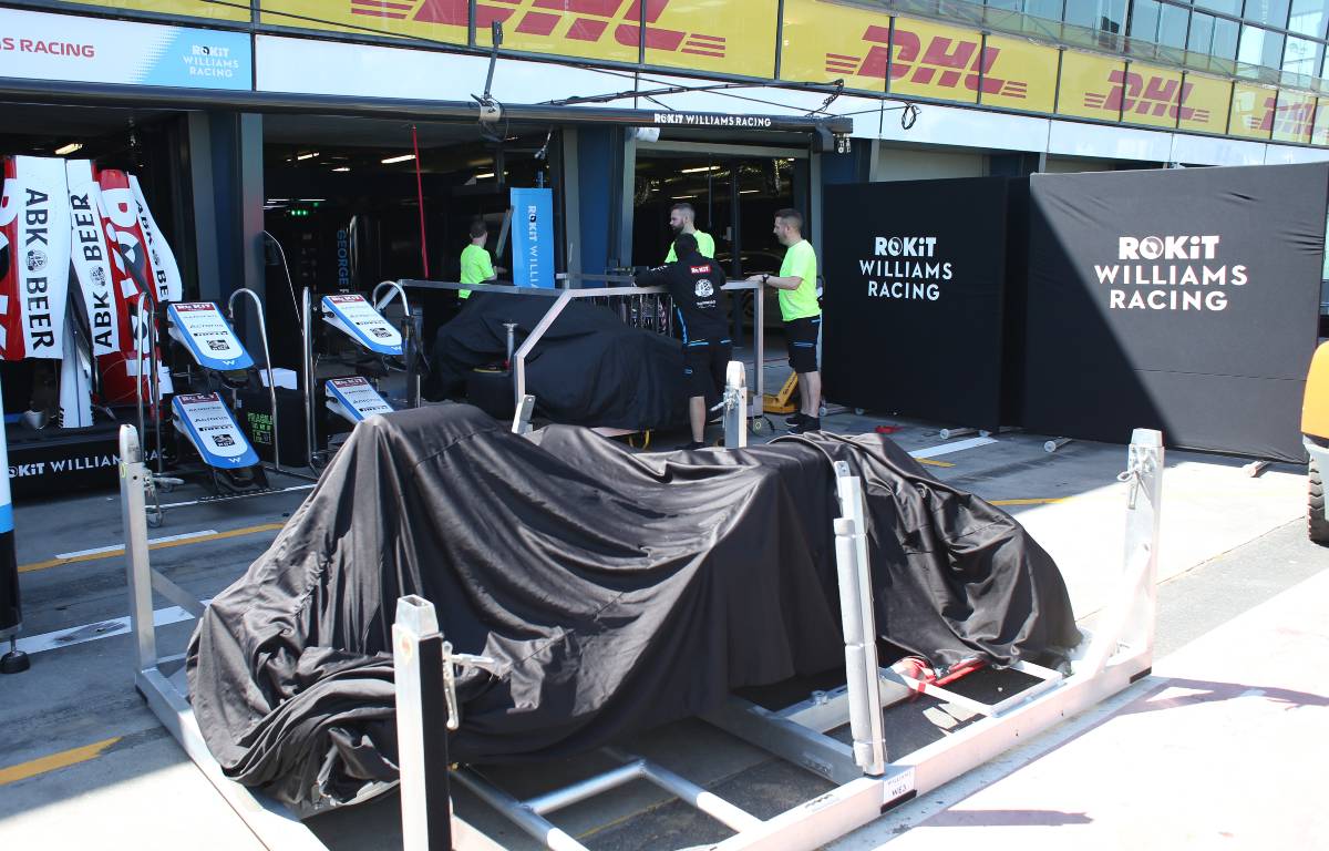 View of the Williams garage in Australia. March 2020.