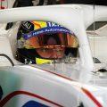 Mick Schumacher in his Haas cockpit. Abu Dhabi December 2021.