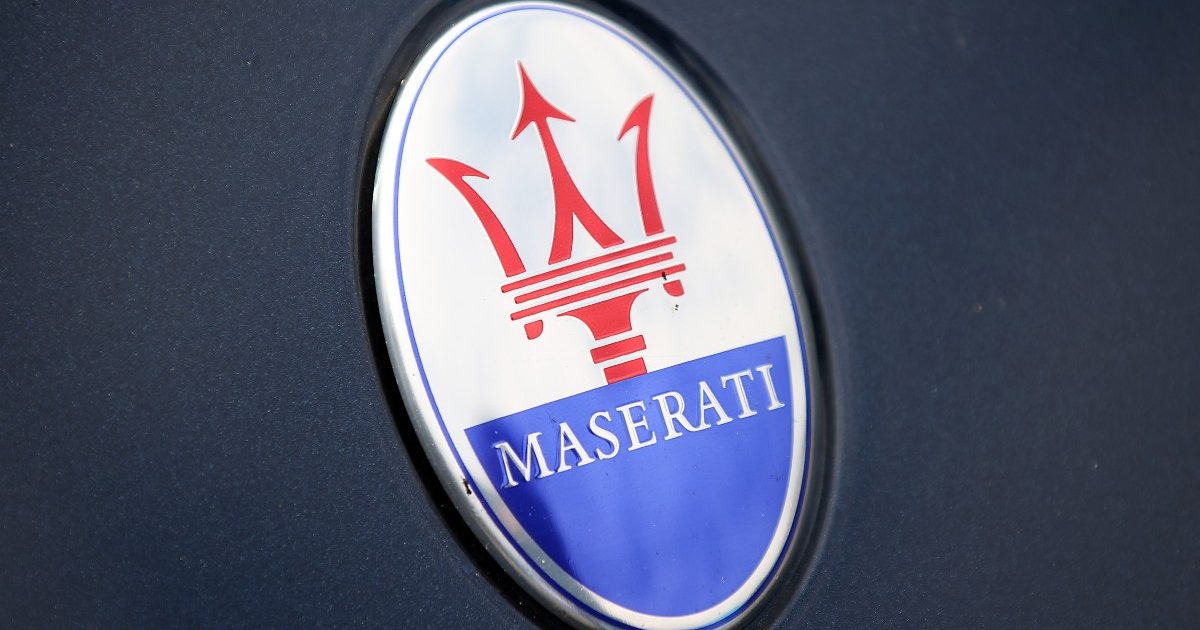 Badge of Maserati displayed. Poland, July 2021.