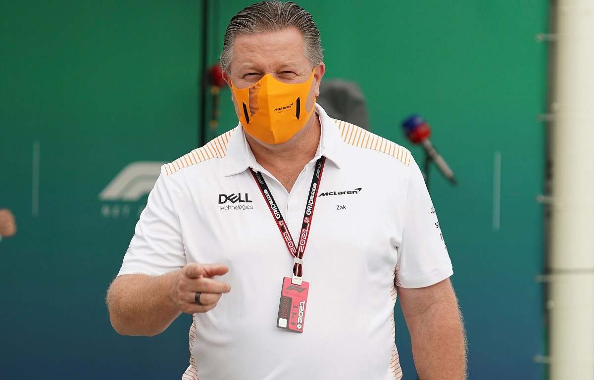 McLaren Racing CEO Zak Brown points. Qatar, November 2021.