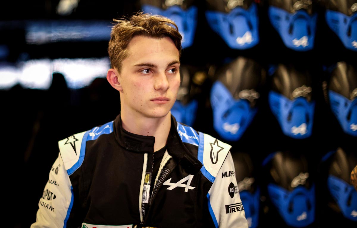 Oscar Piastri in the Alpine garage. Abu Dhabi test December 2021.