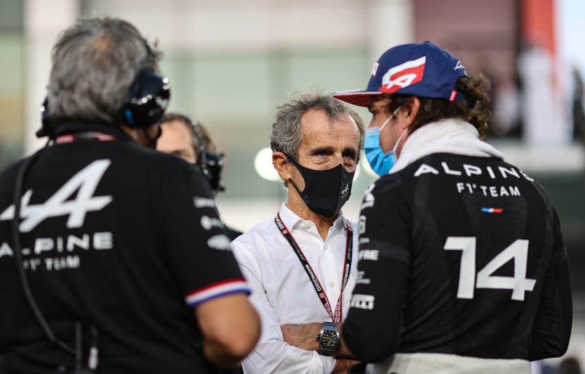 Alain Prost speaking with Fernando Alonso. Qatar November 2021