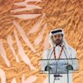 国际汽联主席穆罕默德·本·苏拉耶姆发表讲话。沙特阿拉伯，2022年1月。