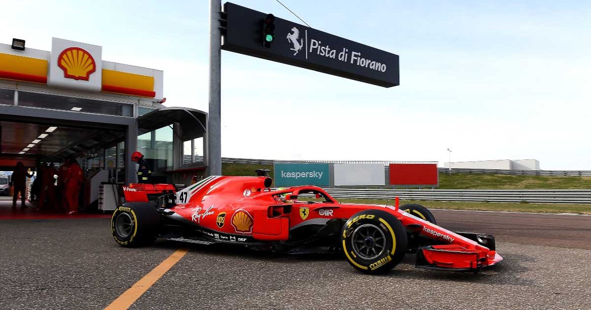 Ferrari test driver Mick Schumacher heads on track. Fiorano January 2021.
